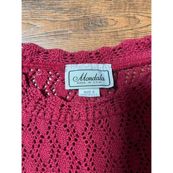 Vintage Clothing Thin Knit Oversized Sweater Light Maroon Mondala USA Made Small - Picture 4 of 8